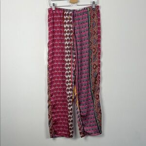 Josie Satin Bandana Colorful Patterned Drawstring Waist Women's S Lounge Pants